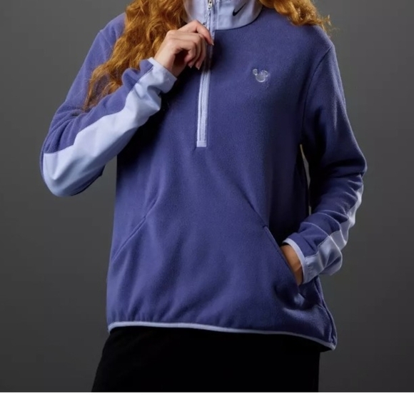 Disney Minnie Therma-fit Nike Blue-gray & Light Gray Half-Zip Fleece Pullover - Picture 8 of 8